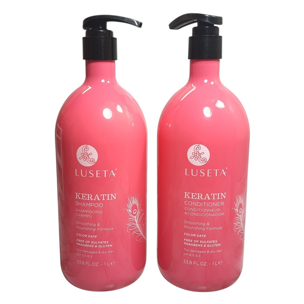 Set/2 Luseta Keratin Smooth Shampoo/Conditioner Smoothing For Dry Hair 33.8 oz.‎